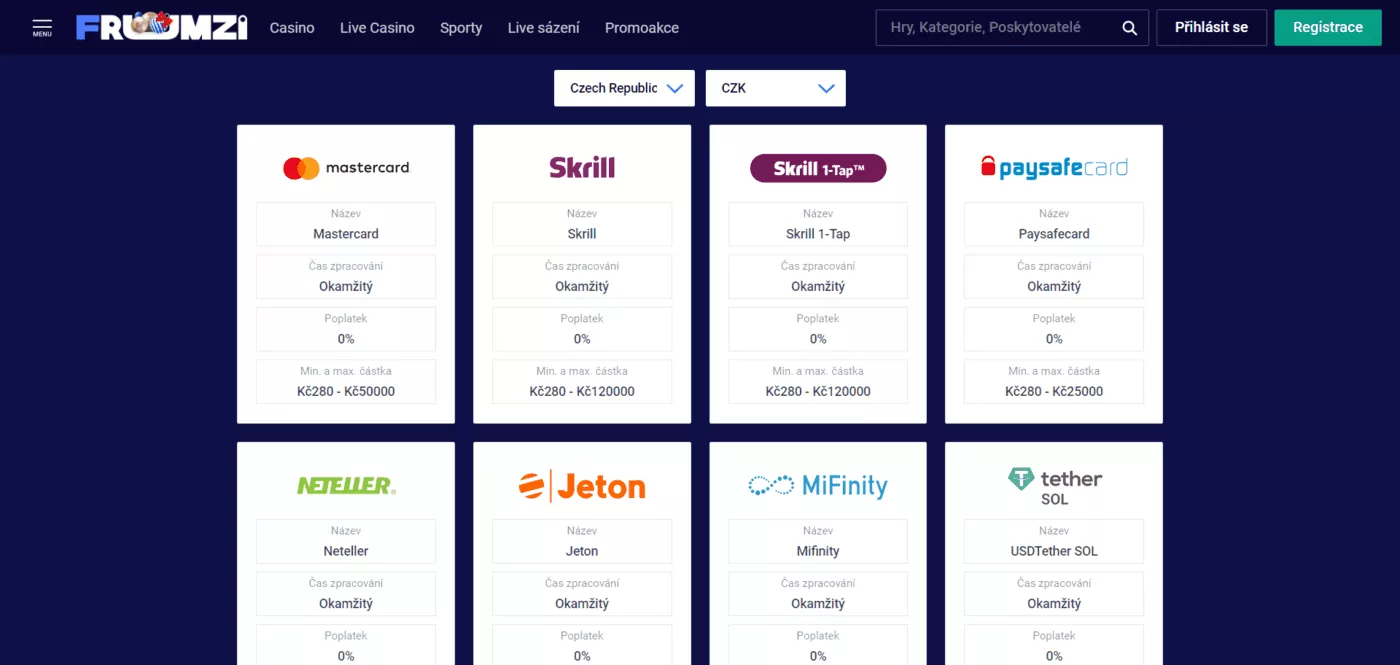 Frumzi casino app