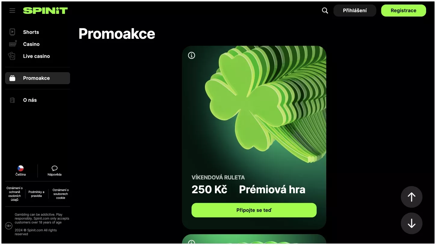 Spinit Casino | 12 500 CZK + 200 FS
